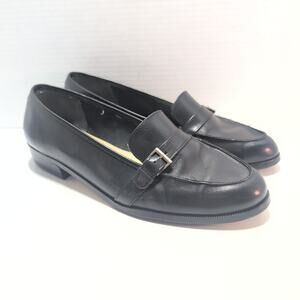 Vintage Pappagallo Leather Slip On Bucle Loafers Dainty Minimalist Women's 10M